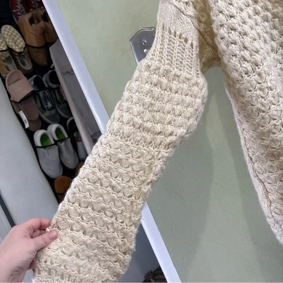 Free People Crashing Waves Pullover Sweater Mint Size Small Oversized - Picture 7 of 8